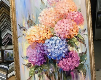 Hydrangea Painting Original Hydrangeas Painting on Canvas Flower