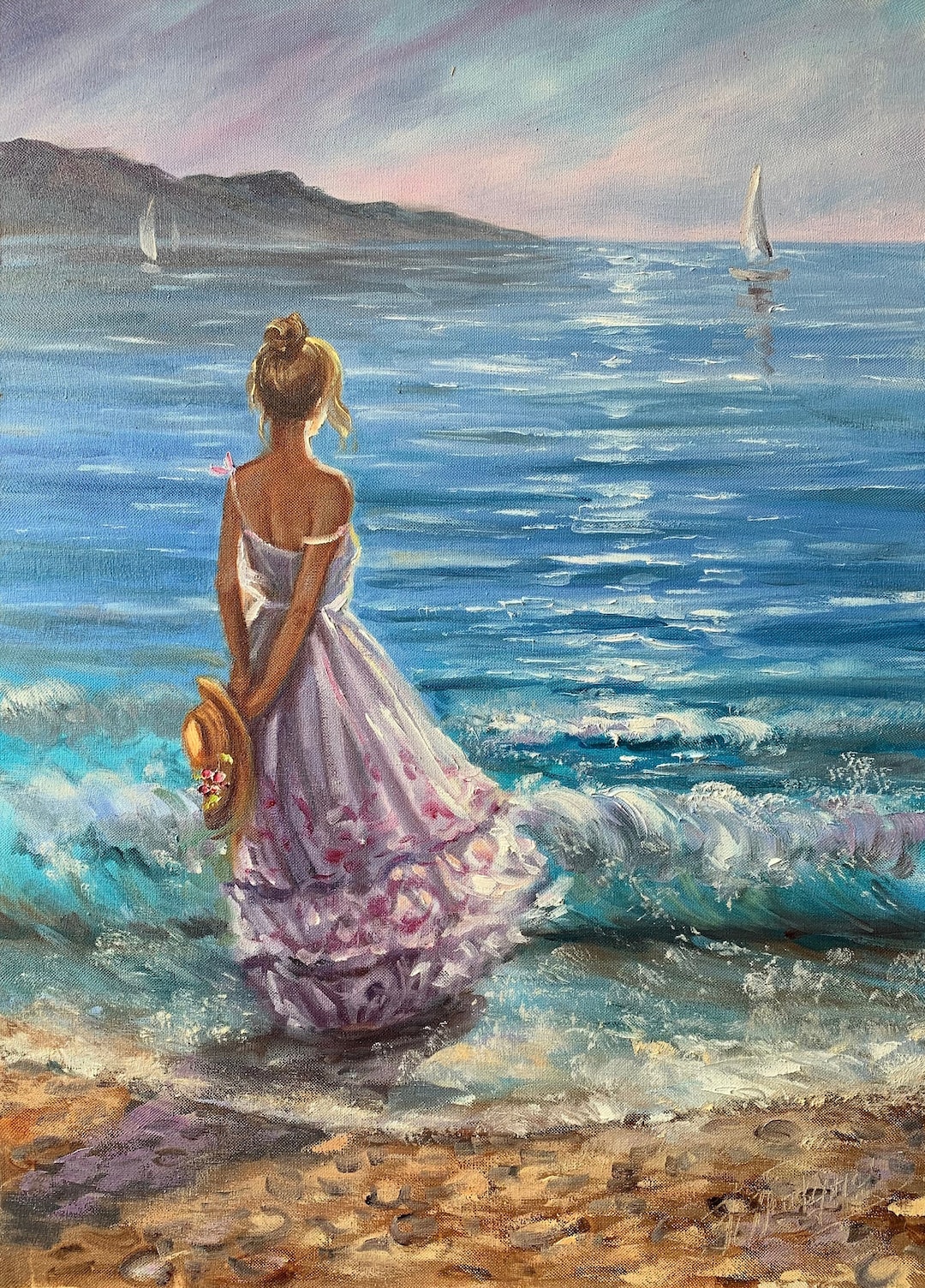 Girl At The Beach Paintings for Sale - Fine Art America