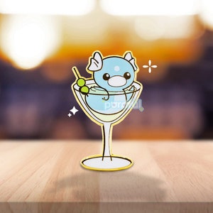 Dratini Martini Enamel Pin / Dratini Pokemon Pin / Dragonair Pin Dragonite Pin / Dragon Pokemon Pin / Pokemon Cocktail Pin / Dratini Plush image 1