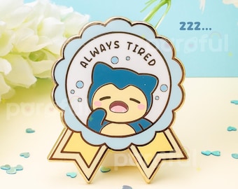Always Tired Snorlax Enamel Pin / Cute Munchlax Snorlax Enamel Pin / Introvert Depression Mental Health Pins / Motivational Enamel Pin