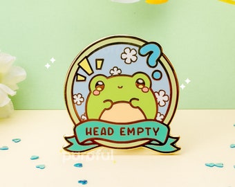 Head Empty Frog Enamel Pin / Cute Froggy Pin / No Thoughts Head Empty Pin / Cute Frog Pin / Kawaii Frog Pin / Confused Enamel Pin / IDK Pin