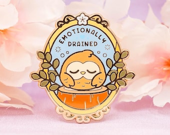 Emotionally Drained Owl Enamel Pin / Emotionally Unstable Pin / I Cry A Lot Pin / Cute Depression Anxiety Enamel Pin / Mental Health Pins