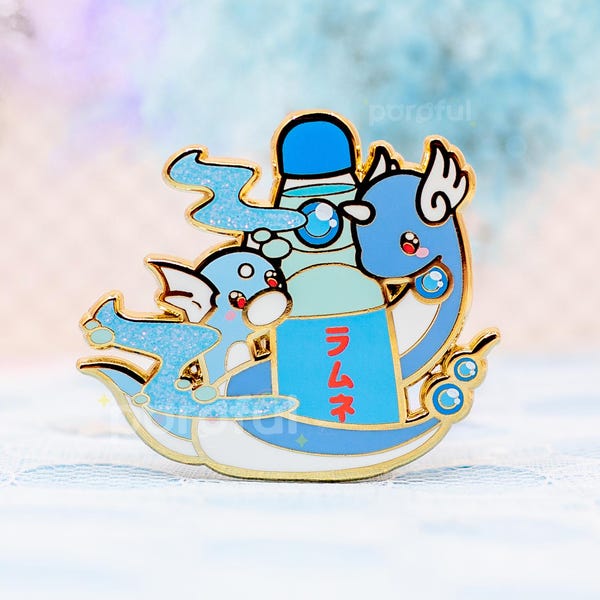 Dratini Dragonair Dragonite Enamel Pin / Dragon Pokemon Pins / Cute Japanese Food Ramune Pins / Eeveelution Pins / Cyndaquil Ampharos Pin