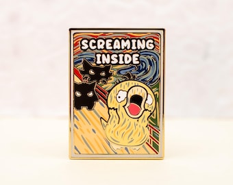 Psyduck Emaille Pin / Scremeing Insider Emaille Pin / Overwhelmed Pin / Overthinking Anxiety Pin / Mentale Gesundheit Pin / CPTSD Pin / Snorlax Pin