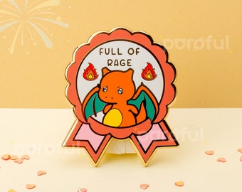 Charizard Full of Rage Enamel Pin / Mega Charizard Enamel Pin / Fire Pokemon Pin / Charizard Charmeleon Charmander Enamel Pin / Angry Pins