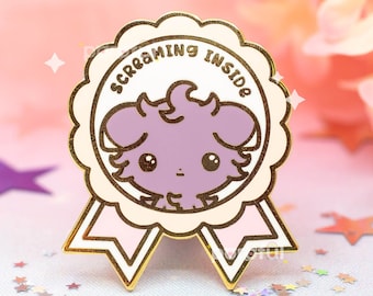 Screaming Inside Pin / Overwhelmed Enamel Pin / Kawaii Cute Espurr Enamel Pin / Psychic Type Pin / Halloween Ghost Pins