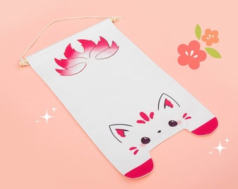 Kitsune Pin Display Banner / Cute Pin Display Pennant / Enamel Pin Display / Pin Collection Display / Mythology Cryptic Enamel Pin Board