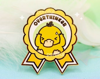 Overthinker Overthinking Enamel Pin / Anxiety Depression Pin / Mental Health Pin / Cute Duck Enamel Pin / Anxious ADHD Pin