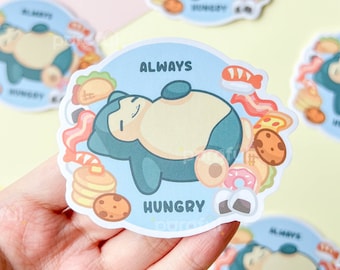Always Hungry Sticker / Snorlax Pokemon Sticker / Hangry Vinyl Sticker / Hello I'm Hungry Sticker / Always Tired Sticker / Foodie Stickers