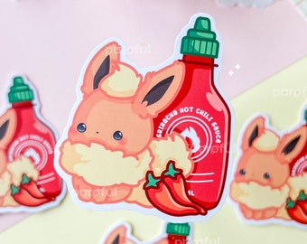 Flareon Hot Sauce Sticker / Eeveelution Vinyl Sticker / Fire Pokemon Vinyl Sticker / Shiny Flareon Sticker / Espeon Sylveon Umbreon Sticker