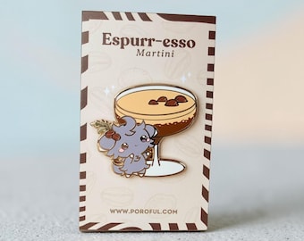 Espresso martini emaille pins / leuke Espurr emaille pins / Meowstic Espeon Umbreon pin / Mew pin / cocktail revers pin / mixologie alcohol pin
