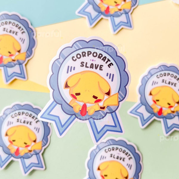 Corporate Slave Sticker / Pikachu Vinyl Sticker / Funny Relatable Corporate Job Sticker / Work Life Vinyl Sticker / Eat The Rich Sticker