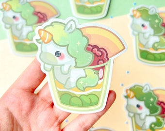 Cute Matcha Unicorn Vinyl Sticker / Japanese Matcha Red Bean Dessert Sticker / Waterbottle Stickers / Laptop Stickers / Matcha Sticker