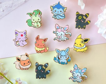 Cute Eeveelution Enamel Pins / Jolteon Pin / Sylveon Pin / Vaporeon Pin / Espeon Pin / Glaceon Pin / Flareon Pin / Leafeon Pin / Eevee Pin