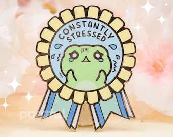 Constantly Stressed Enamel Pin / Overthinker Enamel Pin / Cute Frog Pin / Anxious Anxiety Pin / Mental Health Pin / Stressed Overwhelmed Pin