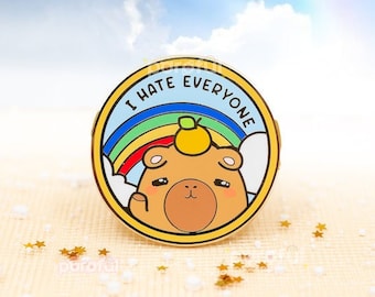 I Hate Everyone Capybara Enamel Pin / Cute Capybara Pin / Cute Capybaras Gift / Animal Pins / Sassy Sarcasm Enamel Pins / Cute Work Pins