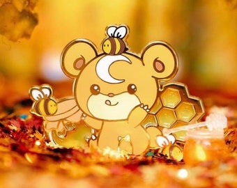 Cute Pokemon Teddiursa Enamel Pin / Kawaii Teddiursa Pin / Cute Brown Teddy Bear Enamel Pin / Cute Bear Teddi Sticker / Honey Bear Pins