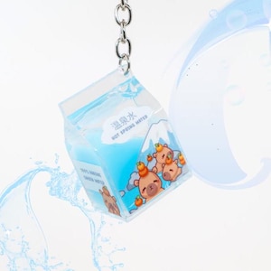Lindo llavero de carpincho líquido / Llaveros de cartón de leche líquido / Charm acrílico de carpincho / Llavero de peluche de carpincho / Cordón para llavero de carpincho