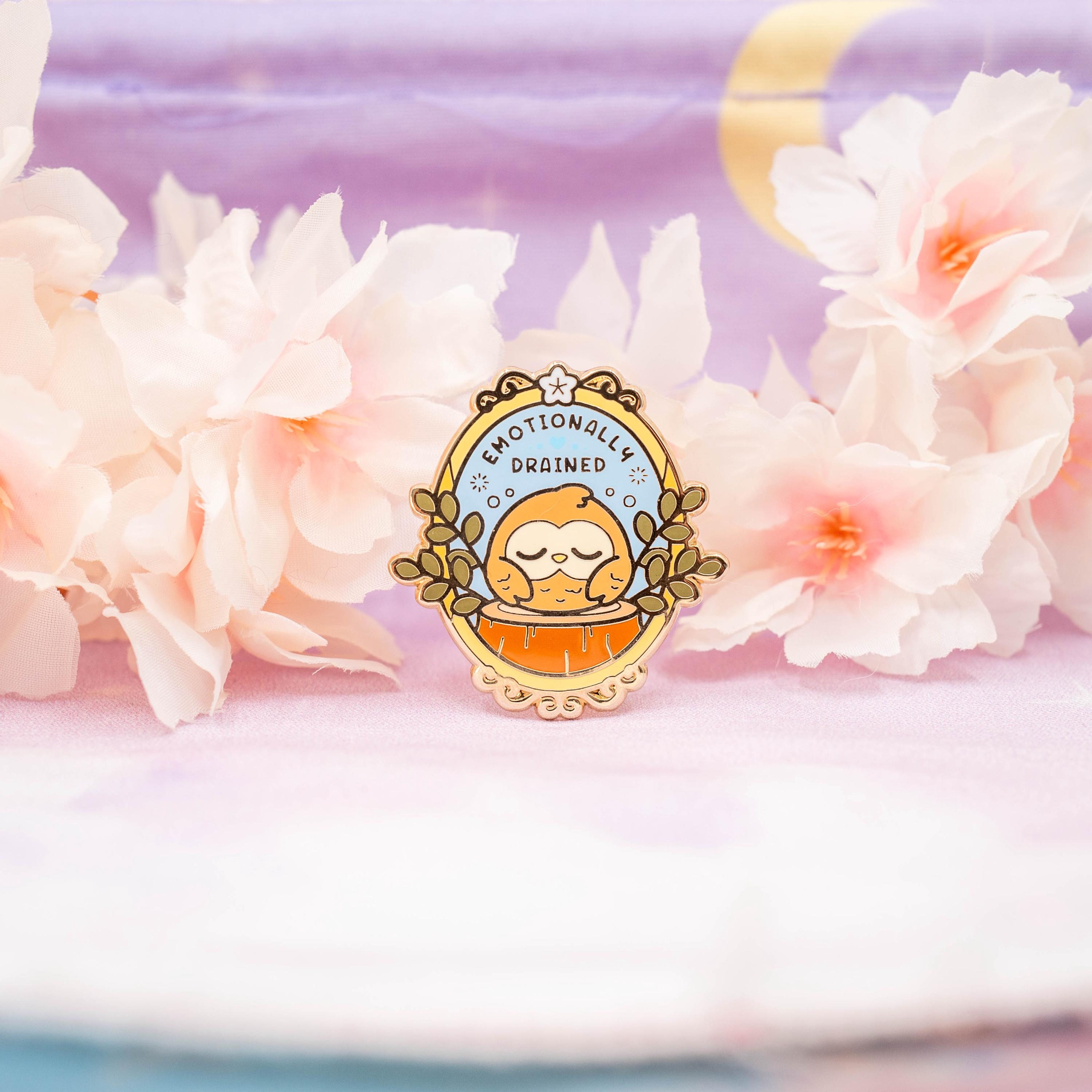 Emotionally Drained Owl Enamel Pin / Emotionally Unstable Pin / I Cry A Lot Pin / Cute Depression An