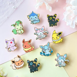 Cute Eeveelution Enamel Pins / Jolteon Pin / Sylveon Pin / Vaporeon Pin / Espeon Pin / Glaceon Pin / Flareon Pin / Leafeon Pin / Eevee Pin zdjęcie 10