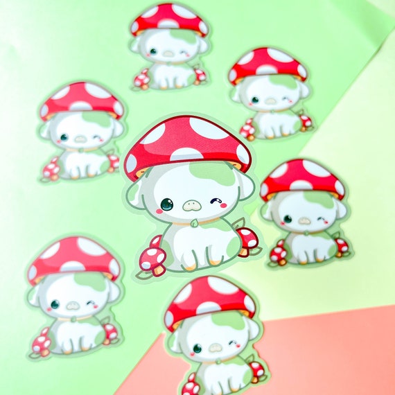 Mushroom Cow Matte Vinyl Sticker Kawaii Stickers Cute Decal Cut 