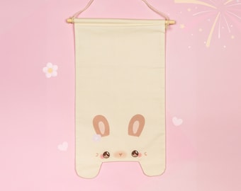 Brown Bunny Pin Display Banner / Cute Lop Bunny Enamel Pin Display Pennant / Kawaii Pin Hoop / Baby Bunny Nursery Display /Bunny Wall Decor