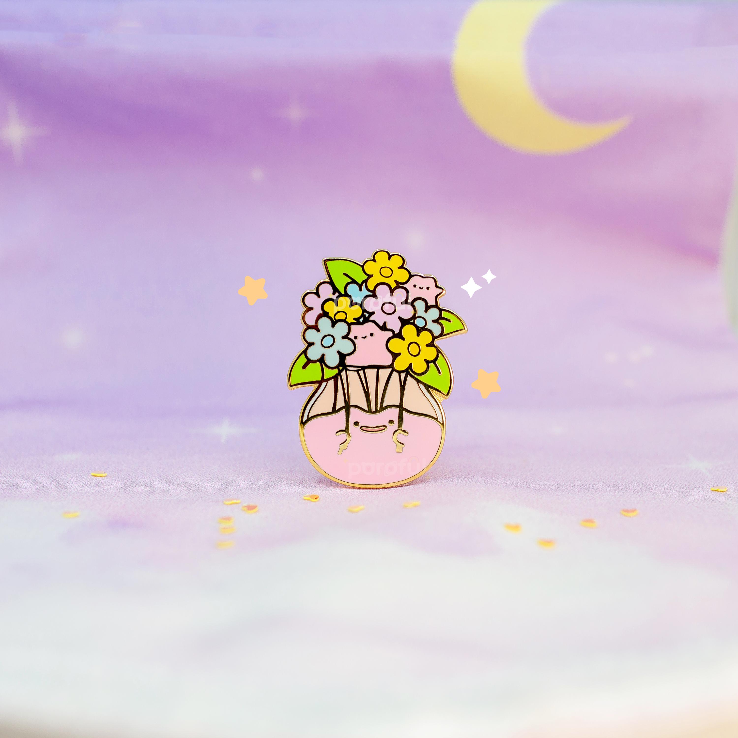 Ditto Pin Ditto Flower Vase Enamel Pin / Cute Dainty Flower Enamel Pin / Forget ...