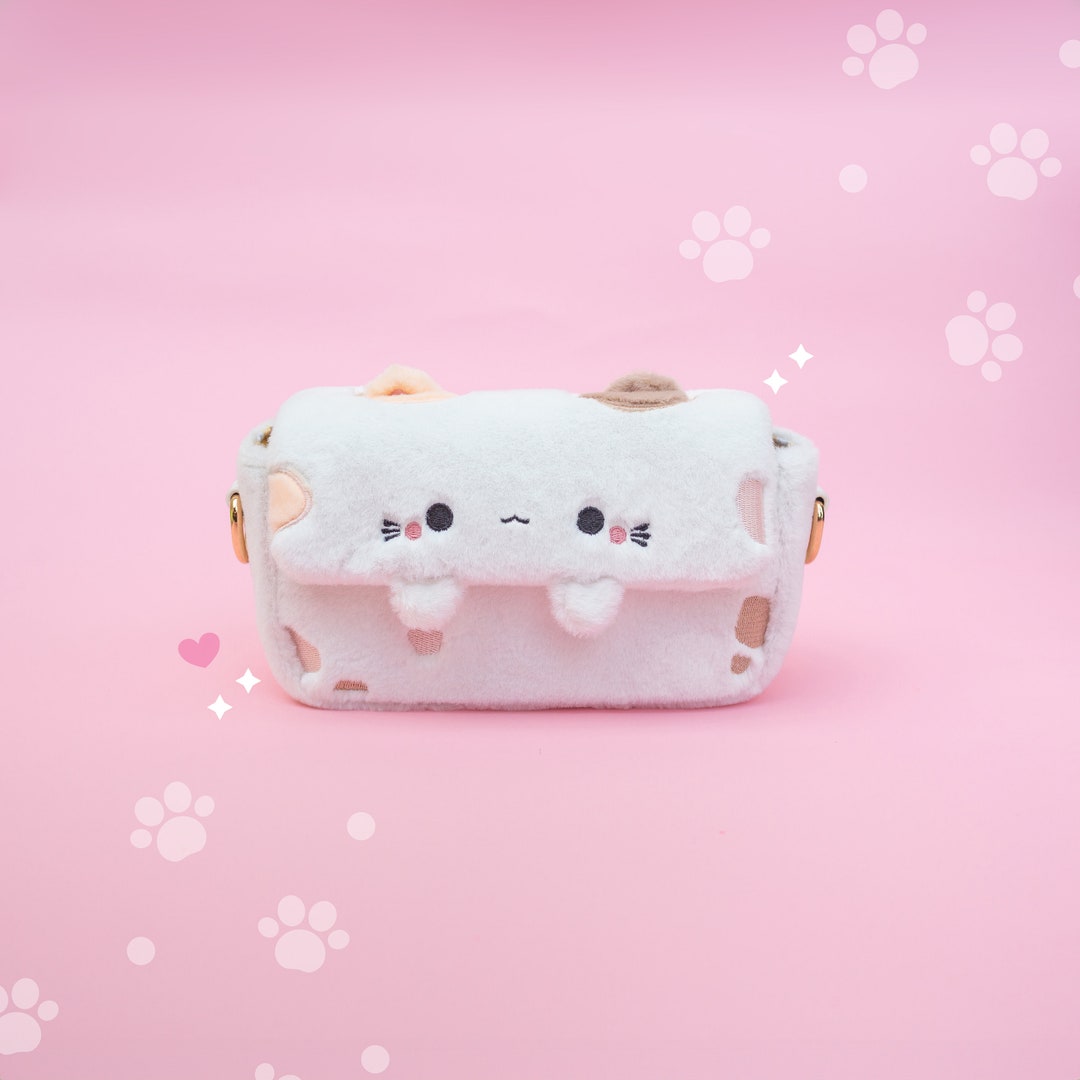 Fluffy Calico Cat Crossbody Bag / Cute Kitty Bag / Kawaii Cat Tote Bag