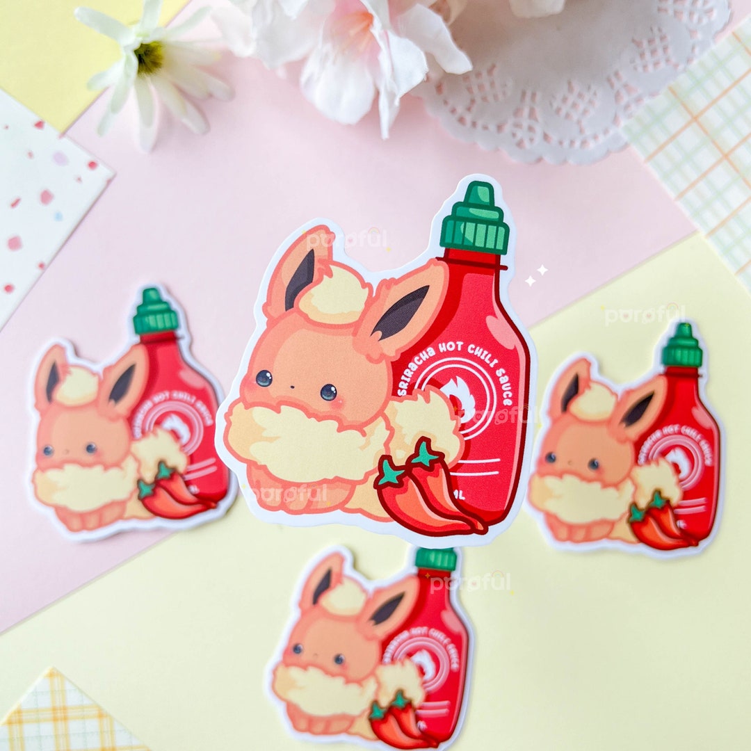 Flareon Hot Sauce Sticker / Eeveelution Vinyl Sticker / Fire Pokemon ...