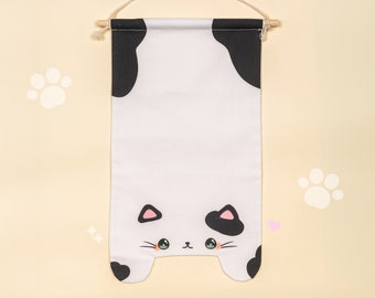 Cute Tuxedo Cat Pin Display Banner / Kawaii Cat Enamel Pin Board / Enamel Pin Hoop / Enamel Pin Collection Display / Pin Display Pennant