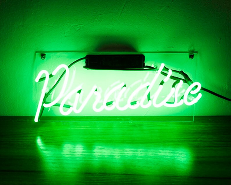Paradise words handmade neon light sign acrylic base board