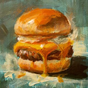 Burger with Golden Drip – Bold Food Art Print
