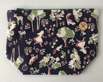 Small Alice In Wonderland Project Bag, Zipper Pouch for Knitting and Crochet