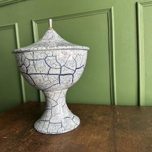 Mid Century Modern Royal Haeger Purple Crackle Glaze Ceramic Candy Dish