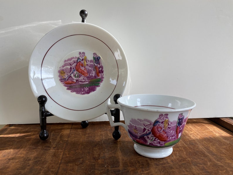 Two Antique Transferware Tea Cups and Saucers Regency Era Etsy