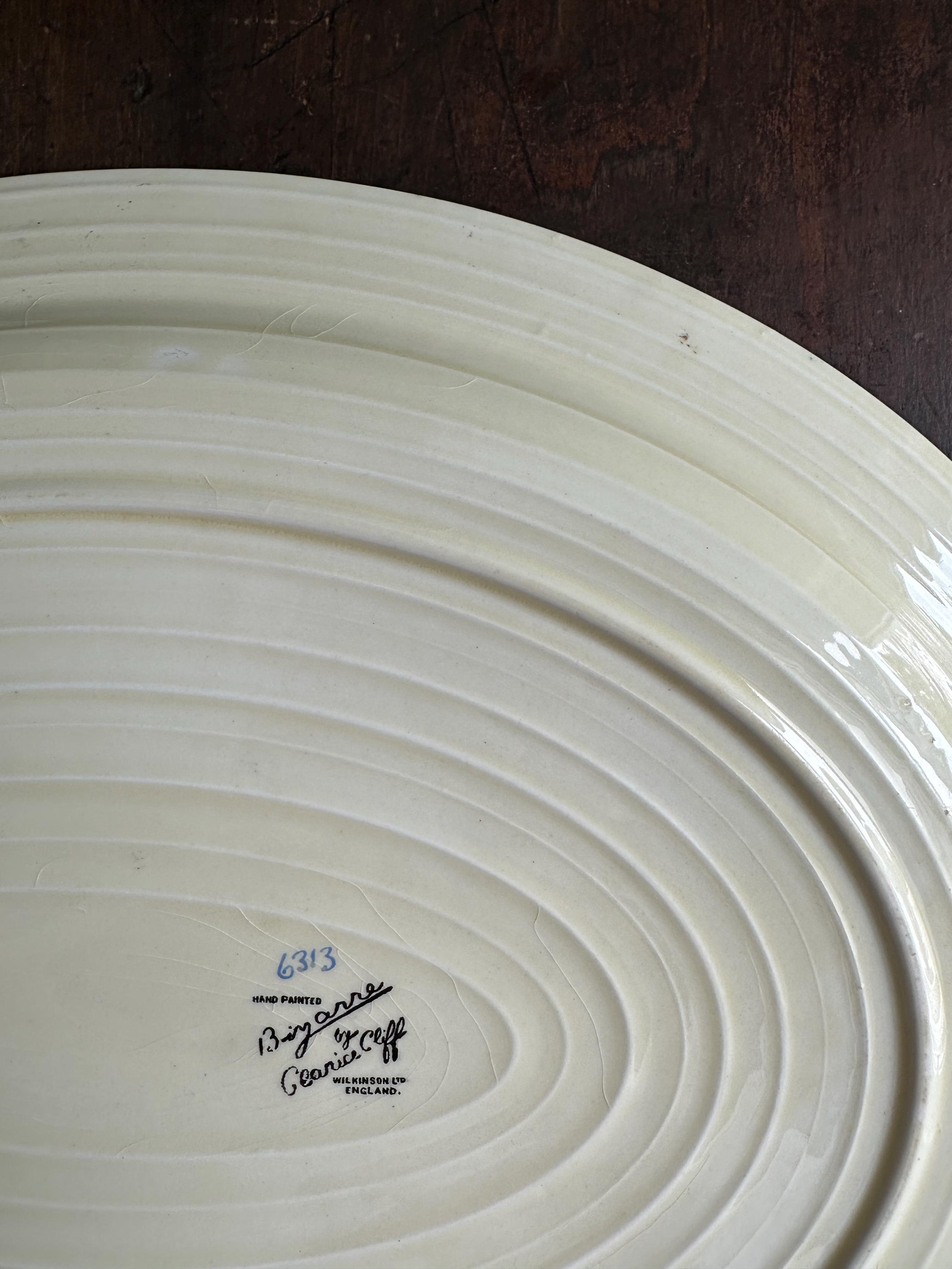 Unusual Vintage Clarice Cliff “bizarre” Pattern Large Platter Blue ...