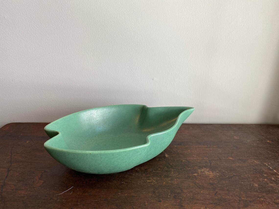 Vintage Haeger Pottery Bowl Green Mid Century Modern Leaf | Etsy