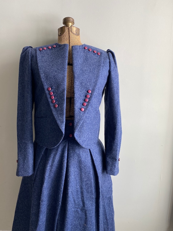 Vintage 1940s Victory Suit - Chinese Blue Wool Lin