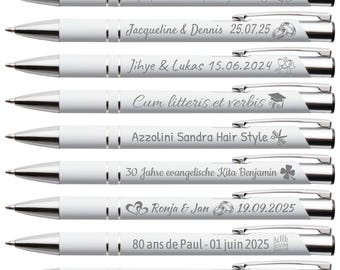 Stylo bille gravé, 10-300 pcs, cadeau invité mariage personnalisé, gravure laser, stylo avec nom