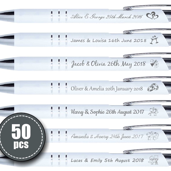 Stylos gravés personnalisés. Nos stylos gravés sont un cadeau parfait pour les invités de mariage et de nombreuses autres célébrations