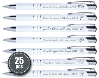 Stylos gravés personnalisés. Nos stylos gravés sont un cadeau parfait pour les invités de mariage et de nombreuses autres célébrations