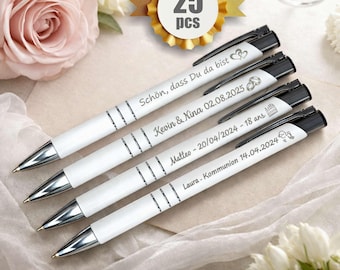 Personalized Engraved Pens Set of 25 – Elegant Custom Favors for Weddings, Communions & Events