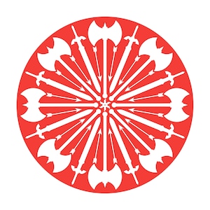 Weapons Mandala, SVG file, Dungeons and Dragons, fantasy, RPG, sword axe arrow throwing star, silhouette digital image for cutting design