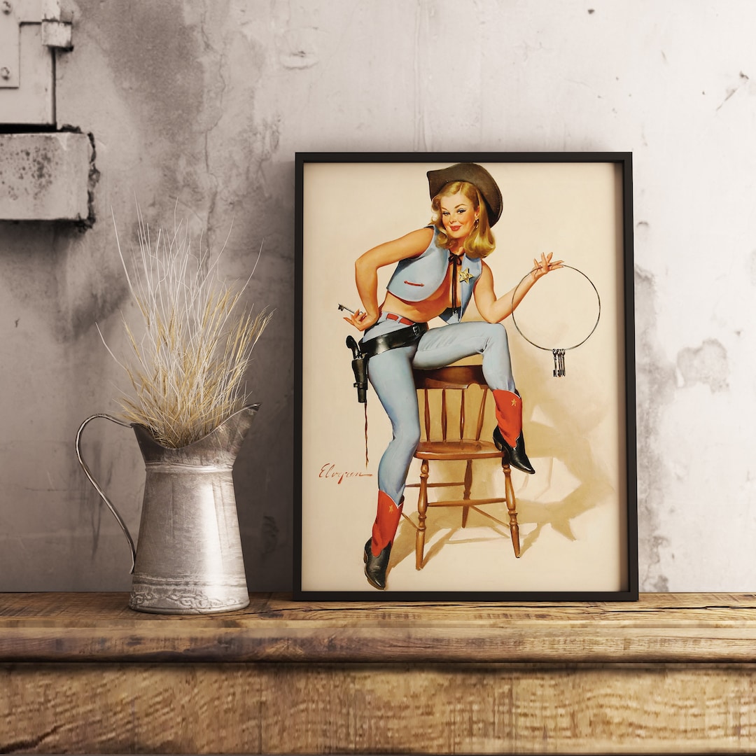 Gil Elvgren Pin-up Girl Print, Vintage Cowgirl Art - Etsy