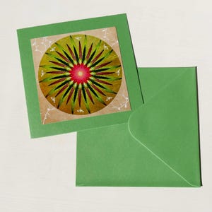 Grußkarte "Mandala grün", quadratisch, Klappkarte mit Umschlag