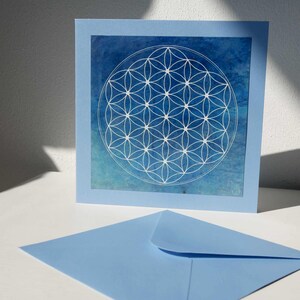 Grußkarte "Blume des Lebens", quadratisch, Klappkarte mit Umschlag