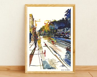 Savannah art print, Savannah art print, Savannah print, Savannah watercolor, Savannah gift, Savannah  poster, Autumn city art