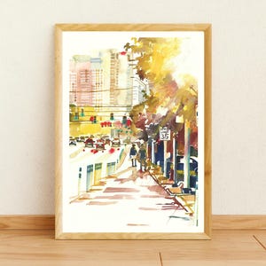 Detroit art print, Detroit art print, Detroit print, Detroit watercolor, Detroit gift, Detroit poster, Autumn city art