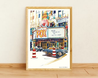 Fox Theatre art print, Detroit art print, Detroit print, Fox Theatre watercolor, Detroit gift, Detroit poster, Fox Theatre Detroit art