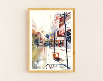 New York Hester Street, Signed New York print, New York art print, New York Hester Street print, New York print, New York watercolor print